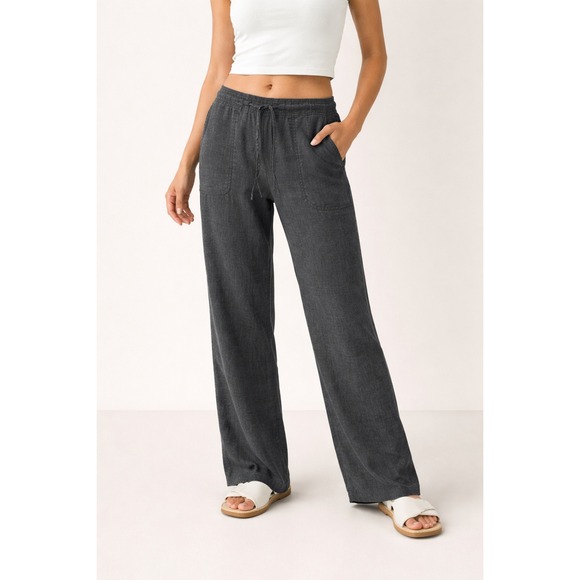 Prana Pants - Prana Women's Breathe Hemp Blend Wide Leg Drawstring Pants Charcoal Gray Women L